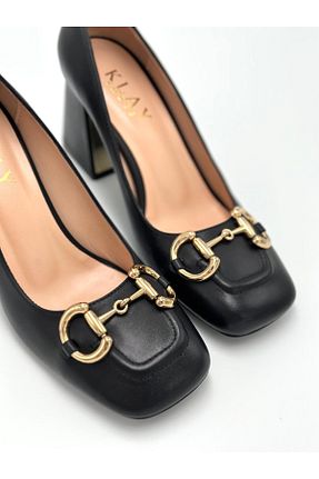 کفش پاشنه بلند کلاسیک مشکی زنانه چرم خالص Klay Shoes - کد 871439384
