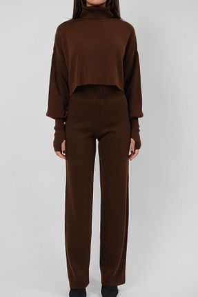 ست بالاتنه و پائین تنه قهوه ای زنانه تریکو 4S1B FASHION - کد 871447514