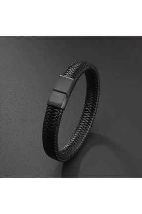 دستبند جواهر مشکی مردانه چرم TEMU - کد 871452540