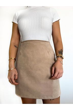 دامن بژ زنانه چرم مصنوعی Viva Vogue - کد 871470793