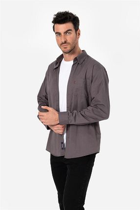 پیراهن طوسی مردانه یقه پیراهنی Brothers - کد 871468633