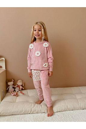 ست بالاتنه و پائین تنه صورتی بچه گانه بافت YİGİT BUTİK - کد 871630453