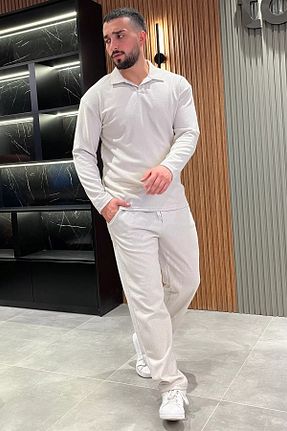 ست بالاتنه و پائین تنه طوسی مردانه بافتنی MİSHAR İTALİA - کد 871520211
