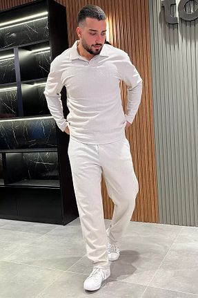 ست بالاتنه و پائین تنه طوسی مردانه بافتنی MİSHAR İTALİA - کد 871520211