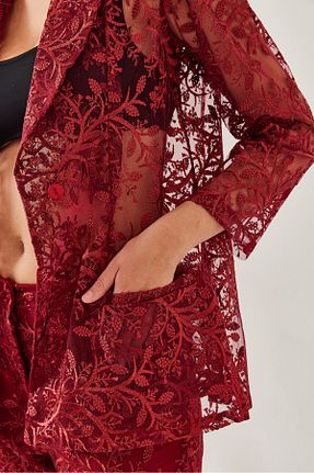 ست بالاتنه و پائین تنه زرشکی زنانه بافتنی Bianco Lucci - کد 871523570