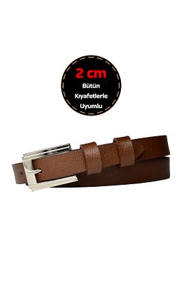 کمربند قهوه ای زنانه چرم خالص GoDeri - کد 871526674