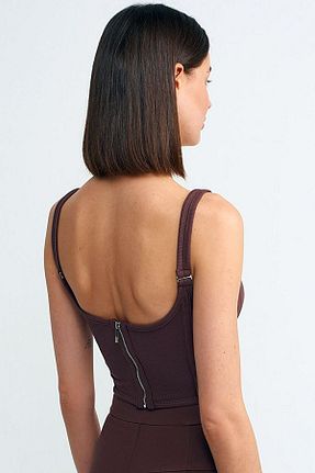 بلوز قهوه ای زنانه ساده Vivika - کد 871543046