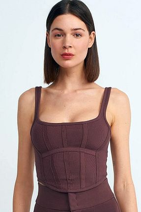 بلوز قهوه ای زنانه ساده Vivika - کد 871543046