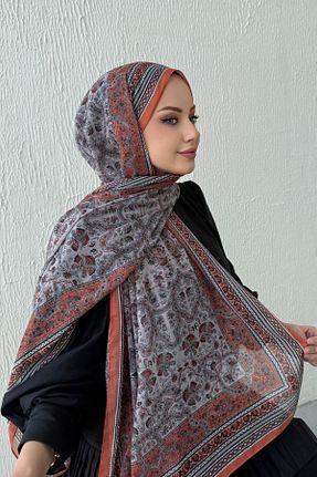 شال نارنجی زنانه ابریشم Byedauzunlar - کد 871558325
