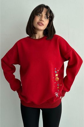 سوئیشرت قرمز زنانه چاپی zunop - کد 871623942
