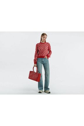 پلیور قرمز زنانه طرح دار United Colors of Benetton - کد 871625151