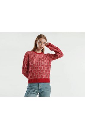 پلیور قرمز زنانه طرح دار United Colors of Benetton - کد 871625151