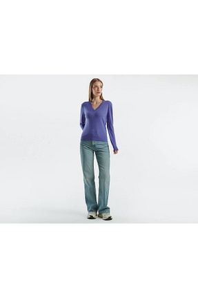 پلیور بنفش زنانه ساده United Colors of Benetton - کد 871625020