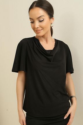 بلوز مشکی زنانه ساده By Saygı - کد 804930120