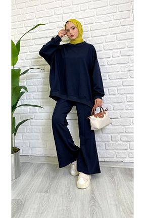 ست بالاتنه و پائین تنه حجاب سرمه ای زنانه اورسایز Qbrastore - کد 871646685