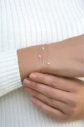 دستبند نقره صورتی زنانه 925 عیار Sümer Telkari - کد 4783782