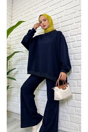 ست بالاتنه و پائین تنه حجاب سرمه ای زنانه اورسایز Qbrastore - کد 871646685