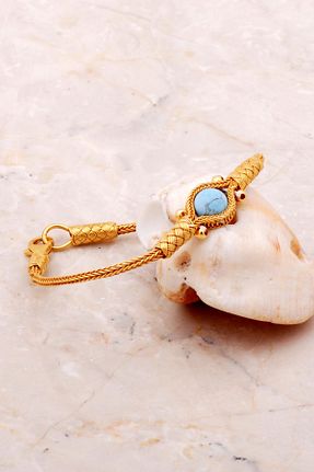 دستبند نقره فیروزه ای زنانه 925 عیار Sümer Telkari - کد 95857118