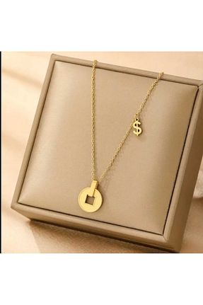 گردنبند جواهر زرد زنانه برنجی Bujiteri - کد 871648377