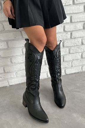 چکمه مشکی زنانه پاشنه متوسط (5-9 سانتی متر) Shoebutik - کد 871662513