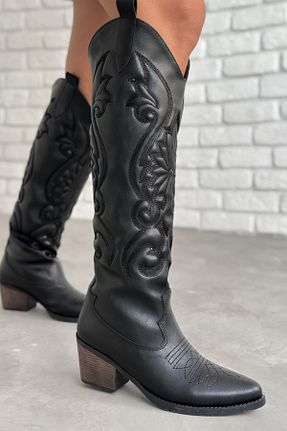 چکمه مشکی زنانه پاشنه متوسط (5-9 سانتی متر) Shoebutik - کد 871662513