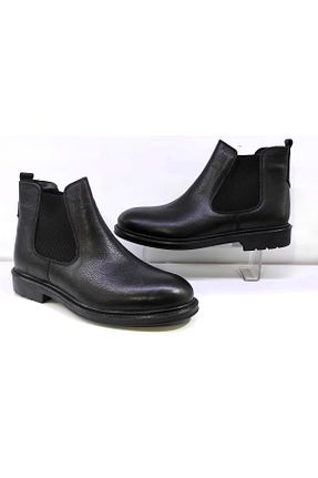 بوت / نیم بوت مشکی مردانه چرم خالص HİSAŞ - کد 871671860