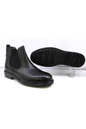 بوت / نیم بوت مشکی مردانه چرم خالص HİSAŞ - کد 871671860