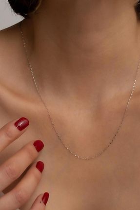 گردنبند طلا سفید زنانه 14 عیار Bayar Gold - کد 203186262