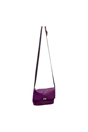 کیف پستچی بنفش زنانه چرم خالص Rodos - کد 871678213