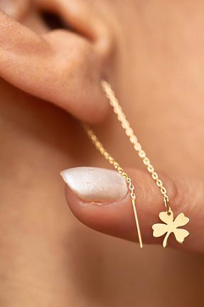 گوشواره طلا زرد زنانه 14 عیار Bayar Gold - کد 62619010