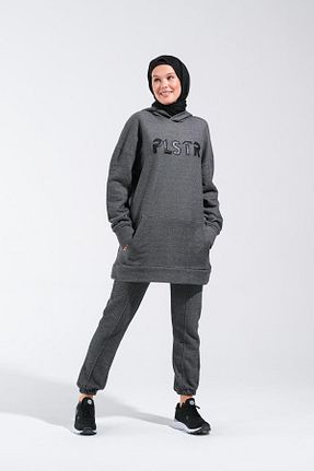 سوئیشرت حجاب طوسی زنانه %100 پنبه Plistre - کد 859036686