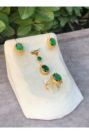 ست طلا سبز زنانه یاقوت Bayar Gold - کد 117288731