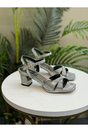 کفش مجلسی طلائی زنانه پاشنه ضخیم DİVA - کد 871697842