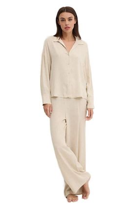 ست لباس راحتی بژ زنانه چاپی Calvin Klein - کد 871864976