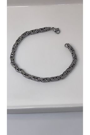 دستبند استیل (فولاد) طوسی مردانه استیل ضد زنگ By Semra - کد 871706521