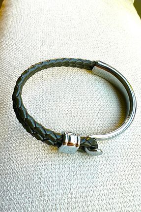 دستبند جواهر خاکی مردانه چرم MAZEN - کد 871705863