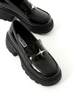 کفش لوفر مشکی زنانه چرم لاکی Gökçe Shoes - کد 871870745