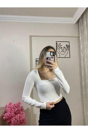 پلیور سفید زنانه ساده MODA - کد 872065150