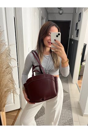 کیف دوشی زرشکی زنانه چرم مصنوعی hill bag - کد 864778988