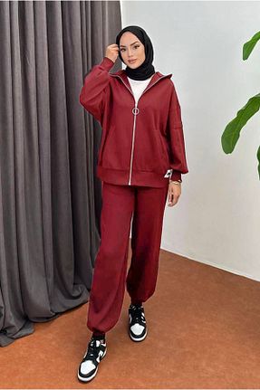 ست گرمکن حجاب زرشکی Relaxed Moda Rosa - کد 871327221