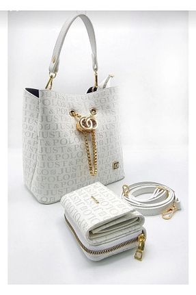 کیف دوشی سفید زنانه چرم مصنوعی Just Polo - کد 259611725
