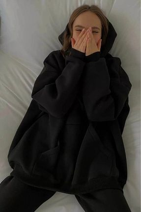 سوئیشرت مشکی زنانه ساده BRLKN - کد 871790574