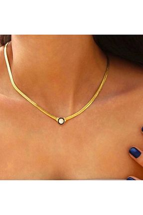 گردنبند استیل ( فولاد ) زرد زنانه استیل ضد زنگ eleganzo - کد 871801233