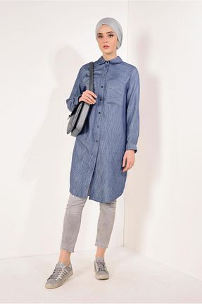 تونیک حجاب سرمه ای زنانه ویسکون TRENDTESETTÜR - کد 58718812