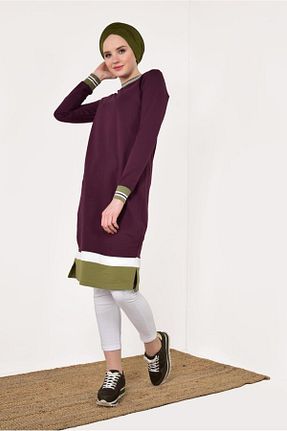 تونیک حجاب بنفش زنانه پنبه ای TRENDTESETTÜR - کد 58718329