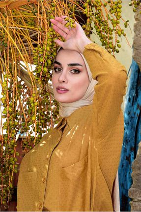 بلوز حجاب زرد زنانه پنبه ای TRENDTESETTÜR - کد 59077131