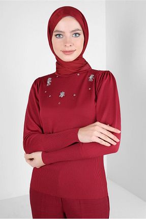 تونیک حجاب قرمز زنانه مخلوط ویسکون Alvina - کد 792005745