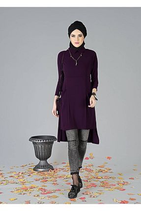 تونیک حجاب بنفش زنانه بافتنی TRENDTESETTÜR - کد 86182014