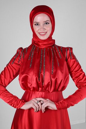 روسری قرمز پلی استر Alvina - کد 801205975