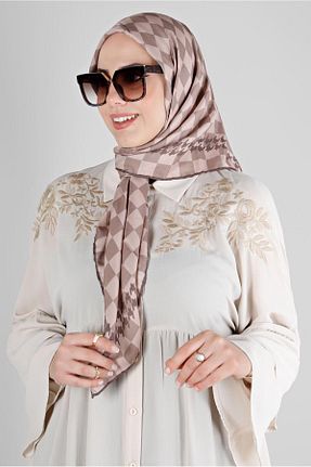 روسری قهوه ای پلی استر Alvina - کد 801113795